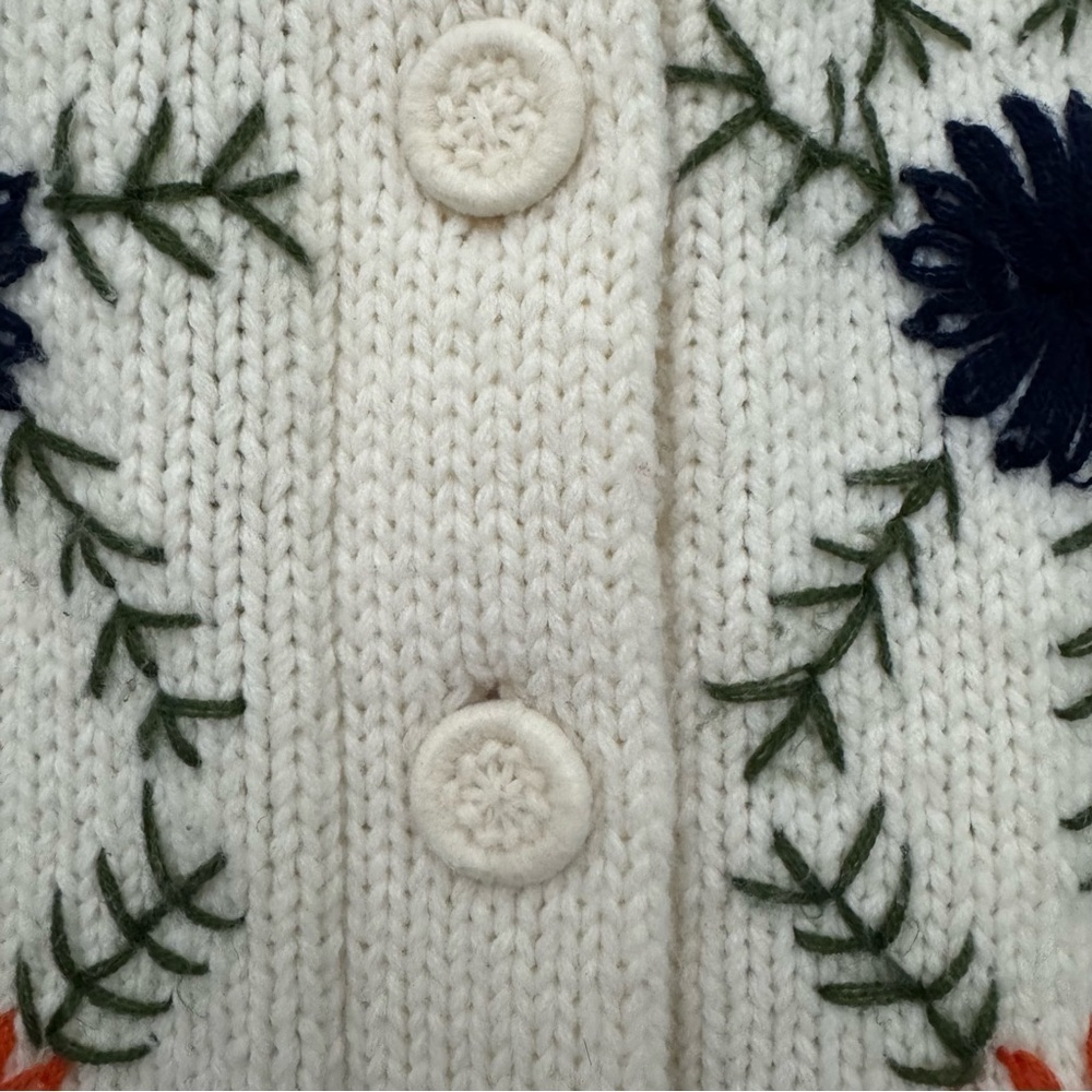 Kimlon Embroidered Floral Print Cardigan Sweater Size Large - Picture 9 of 16